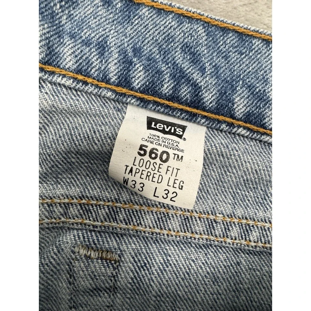 Vintage Levis 560 Jeans Mens 33x32 Blue Denim Loose Fit Tapered Leg Baggy 90s
